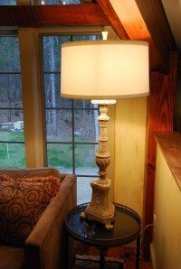 My other lamp from Aidan Gray with a really ugly shade. Don't worry, a rust colored silk shade has been ordered!