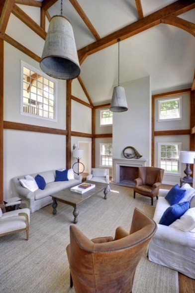 Great Room Fireplace Angle Yankee Barn Homes barn home