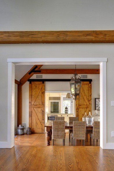 Great room to dining room to kitchen - Yankee Barn Homes Barn Home