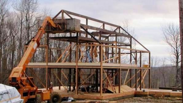 Yankee Barn Homes Post and Beam Frame Goes Up Yankee barn