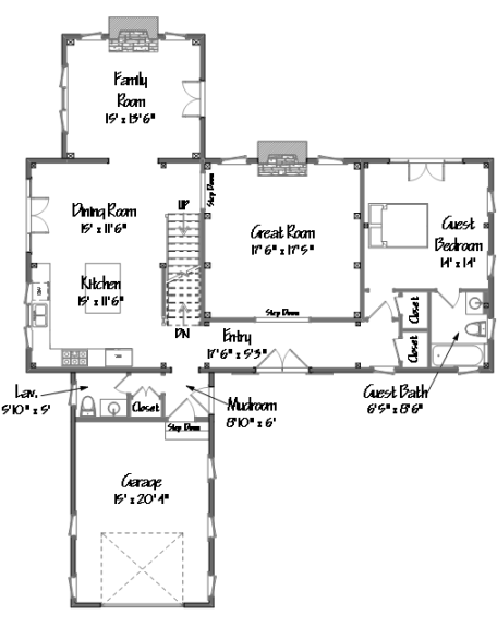 YBH English Cottage Floor Plans Main Level Barn House