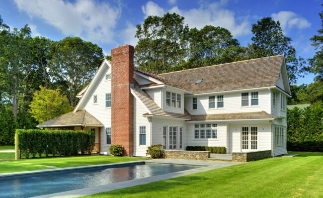 Shingle Style Barn Cottage Custom Home Design in East Hampton NY