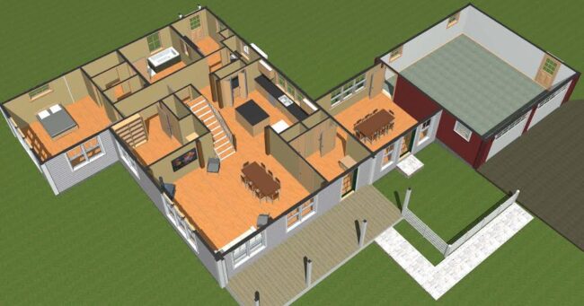 Floor Plans Cooperstown Farmhouse Overhead Level One