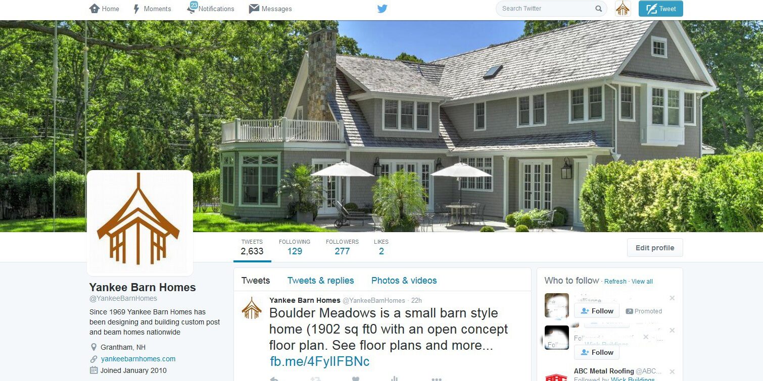 YBH Twitter Home Page Yankee Barn Homes Twitter